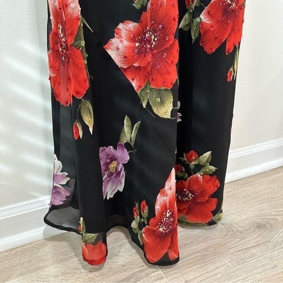 Vintage Floral Maxi Dress Whimsigoth Flowy Evening Gown Cocktail Bloomcore Party - Picture 13 of 16